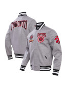 Toronto Raptors Crest Emblem Gray Wool Varsity Full-Zip Jacket