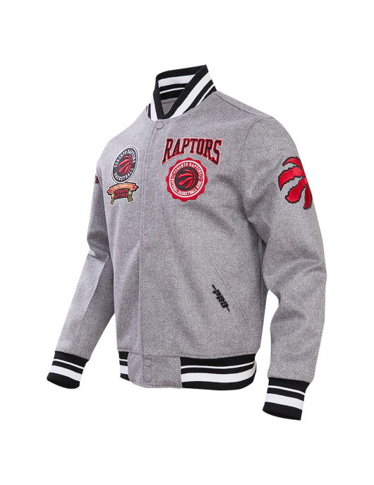 Toronto Raptors Crest Emblem Gray Wool Varsity Full-Zip Jacket