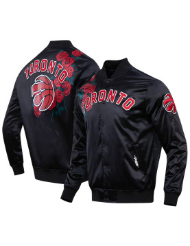 Toronto Raptors Roses Black Satin Full-Snap Jacket