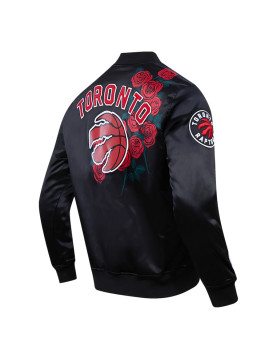 Toronto Raptors Roses Black Satin Full-Snap Jacket