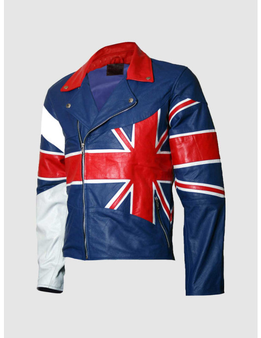 Union Jack Flag Men's Biker Leather Jacket