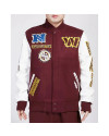 Washington Commanders Animal Patches Wine Varsity Jacket