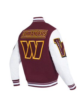 Washington Commanders Mashup Rib Varsity Wool and Leather Jacket