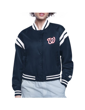 Washington Nationals Printed Logo Varsity Satin Jacket