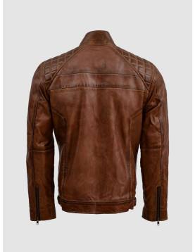 Waxed Tan Brown Leather Jacket