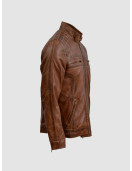 Waxed Tan Brown Leather Jacket