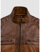 Waxed Tan Brown Leather Jacket