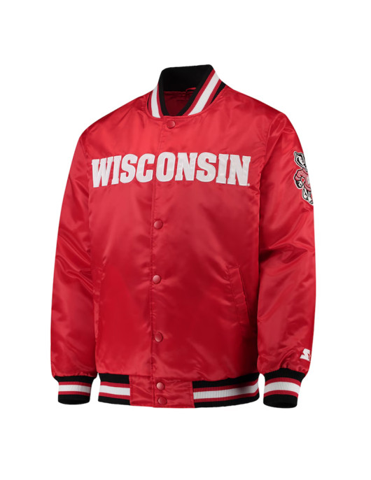 Wisconsin Badgers O-Line Red Satin Jacket