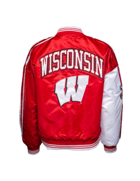 Wisconsin Badgers Red and White Satin Jacket