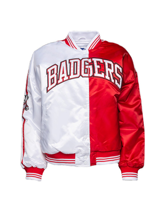 Wisconsin Badgers Red and White Satin Jacket