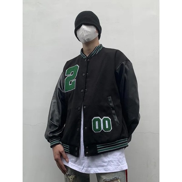 Varsity Jacket - Black/Beige S/M