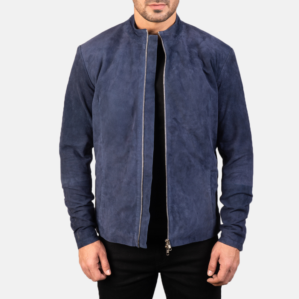 navy blue suede coat