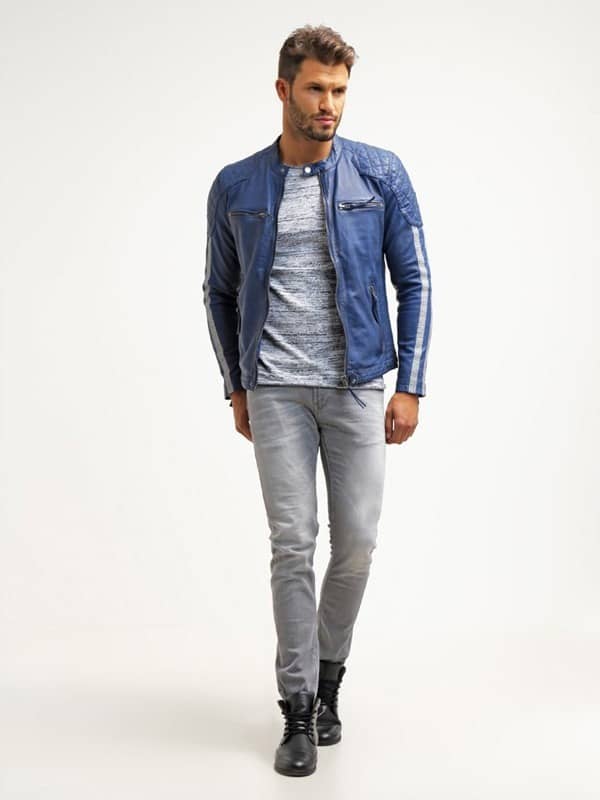 blue biker jacket mens