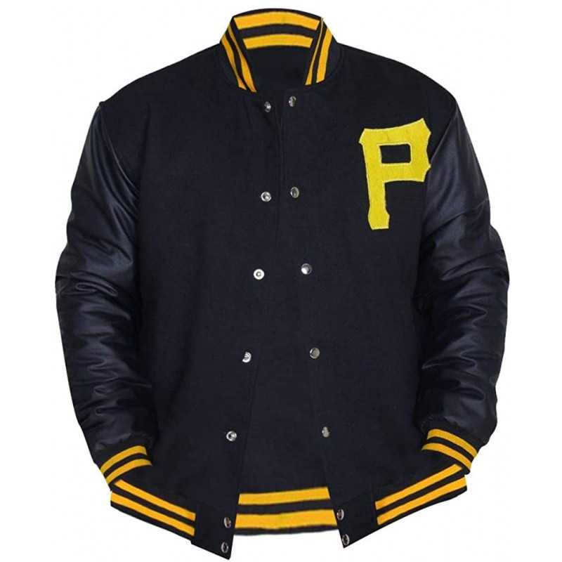 Varsity Baseball Mens Black And Yellow Letterman Jacket