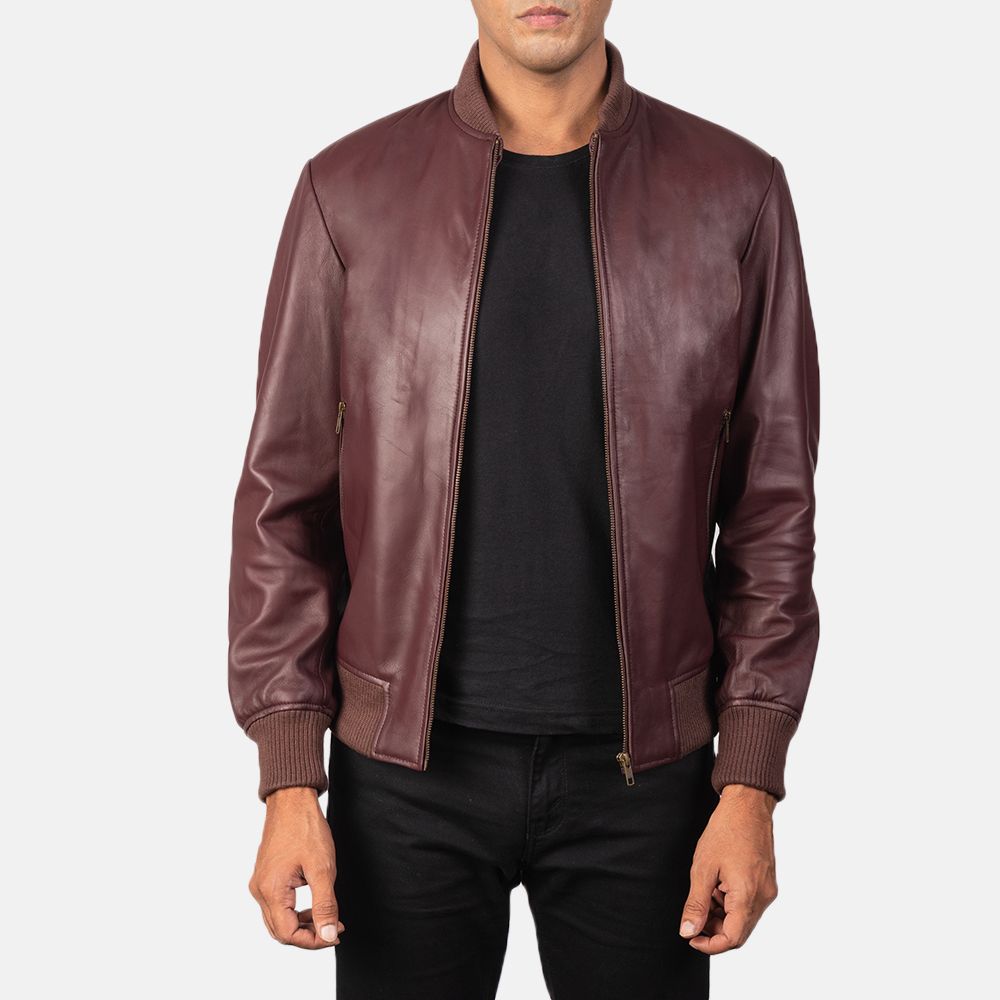 BURGUNDY BOMBER JACKET