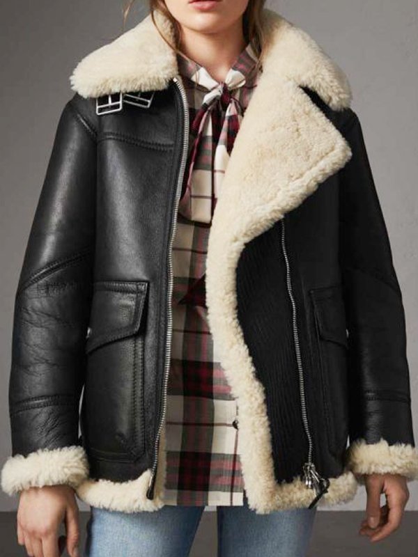 Shearling Collar Leather Jacket - Women - Ready-to-Wear